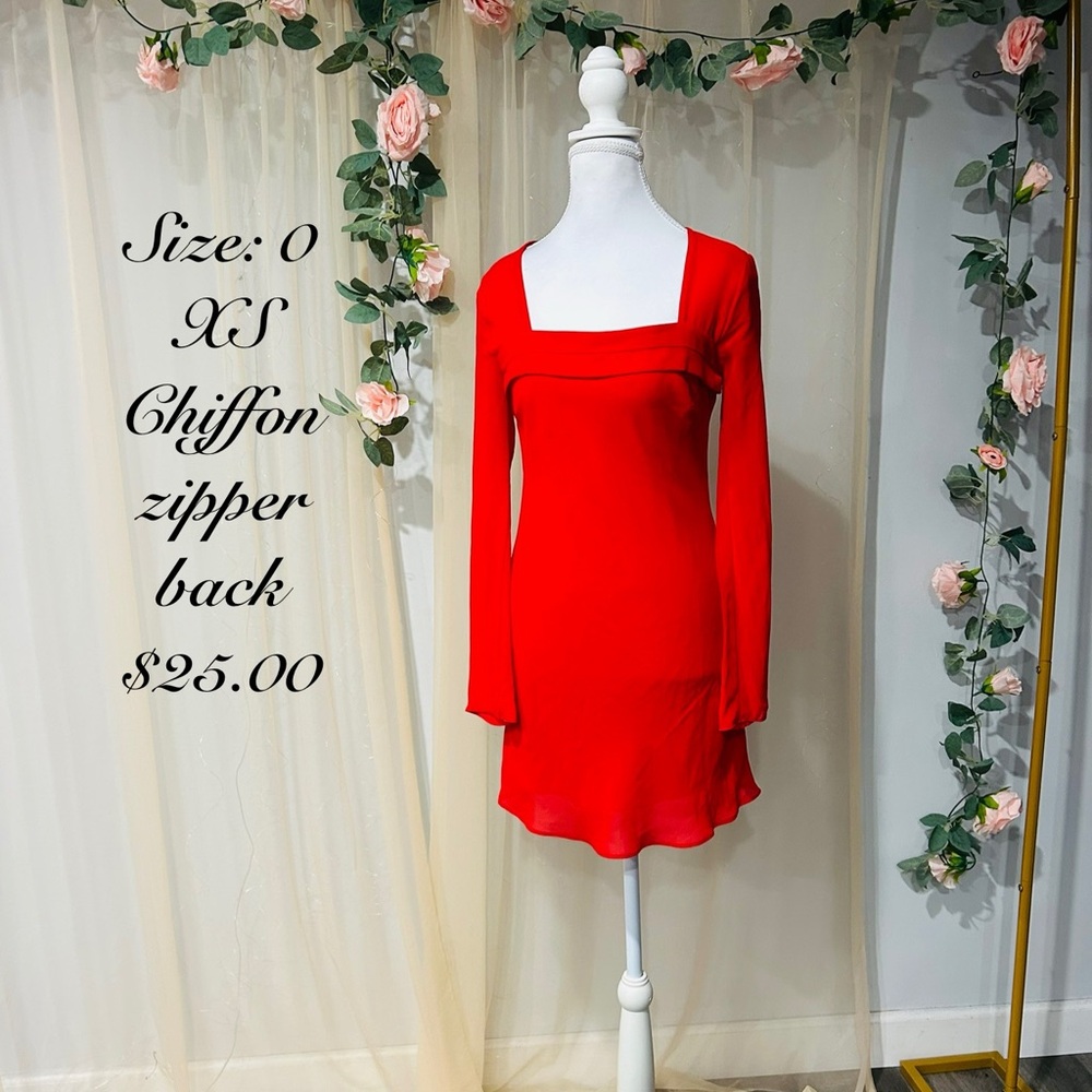 Chic Long Sleeve Red Dress